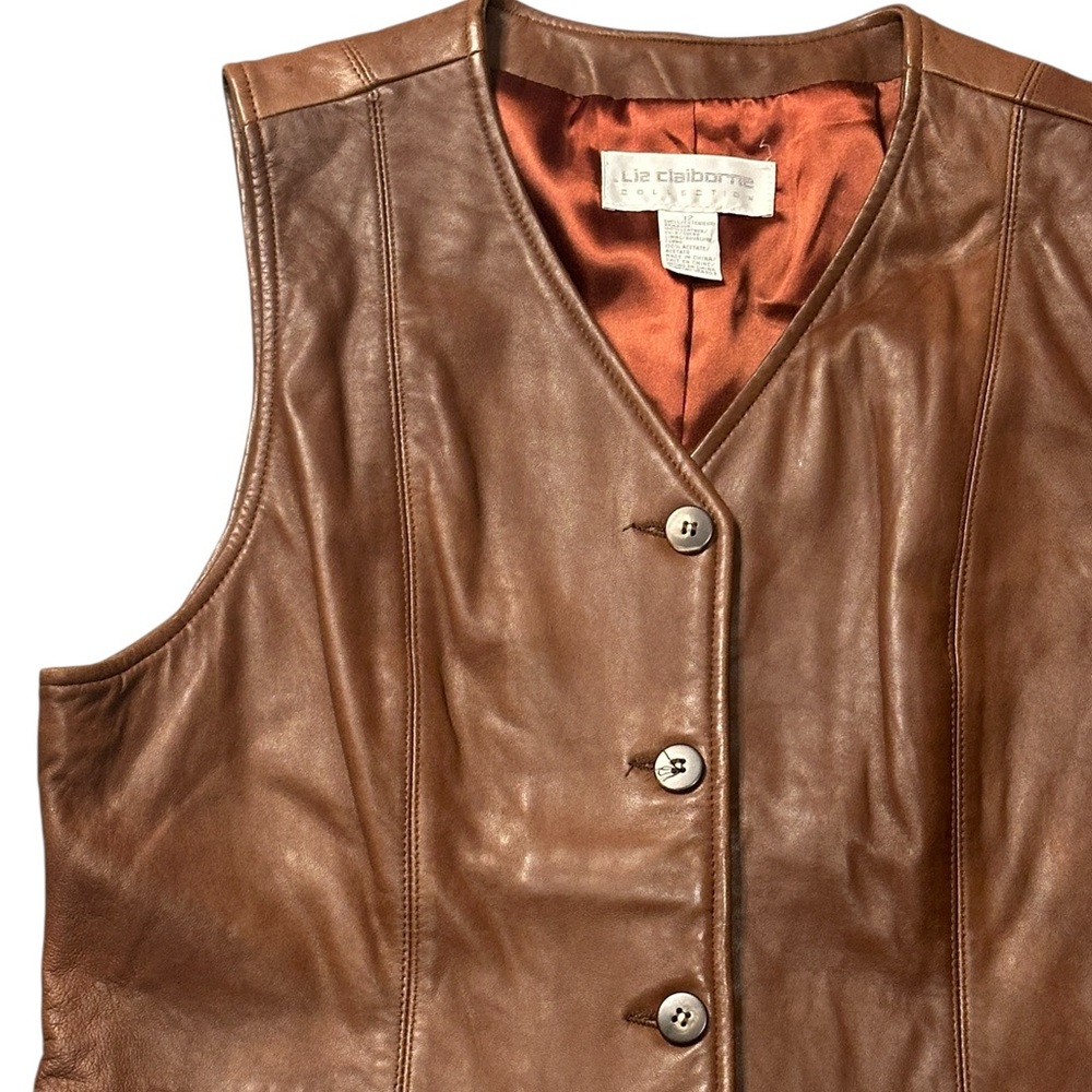 Liz Claiborne Classic Leather Tan Vest - Picture 3 of 5